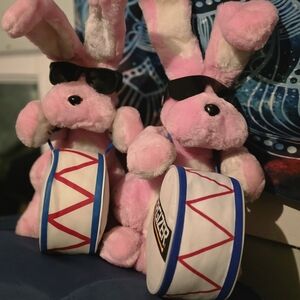 Pink Bunny Plush with Drum and Sunglasses
